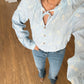 Baby Blue Cut Out Embroidered Blouse