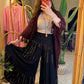 Black Cotton Golden Threads Skirt Pants