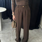 Brown Classic Pants With Golden Button