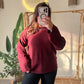 Maroon Round Neck Pullover With Bell Sleeves