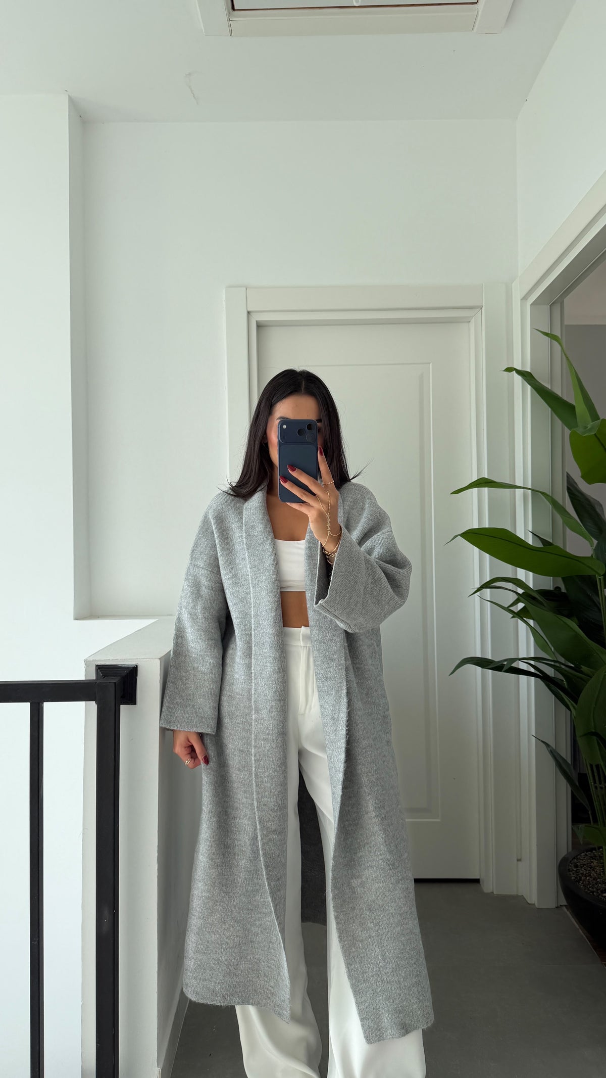 Light Grey Heavy Longline Coat Cardigan