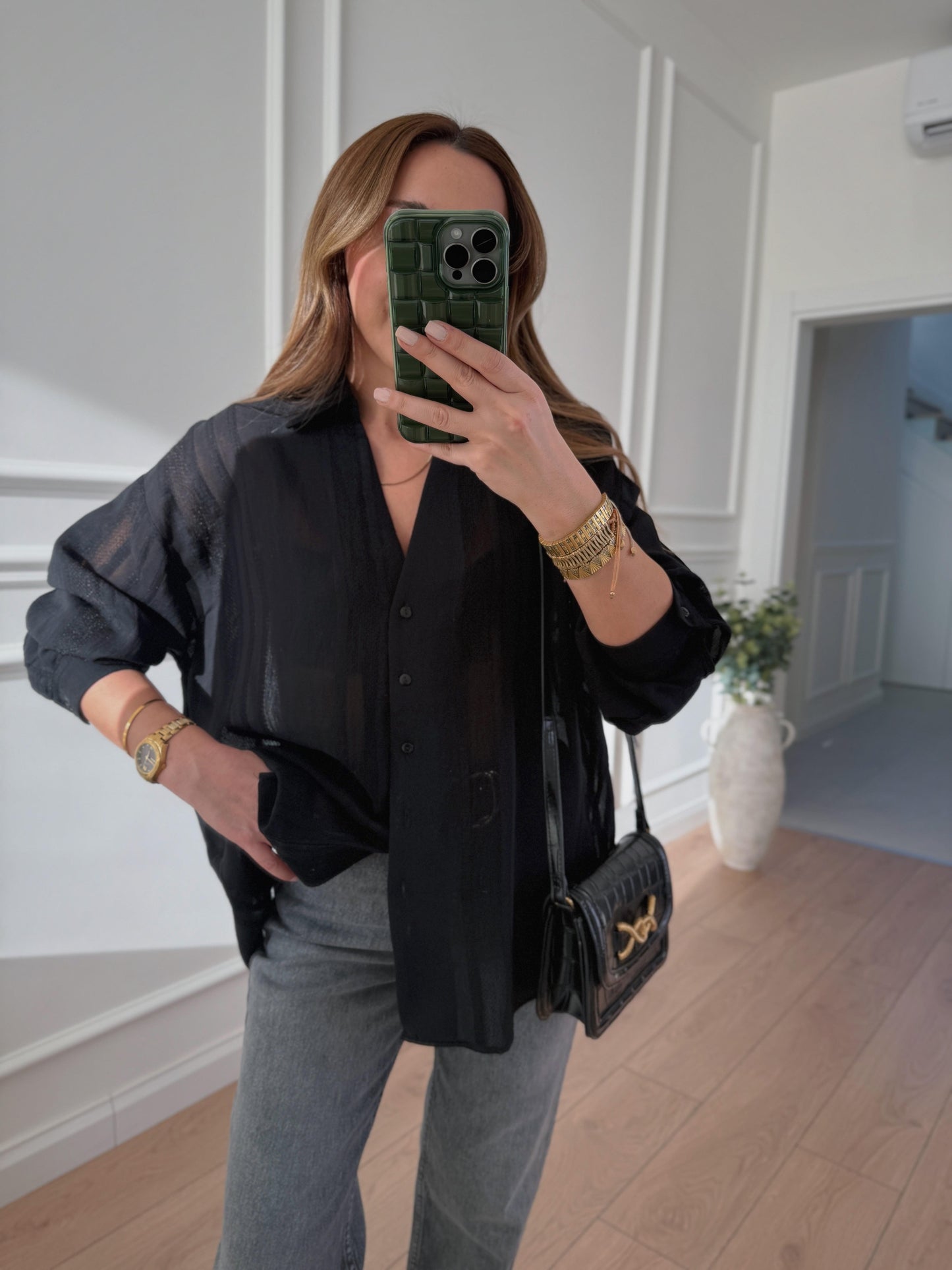 Black Striped Linen Shirt
