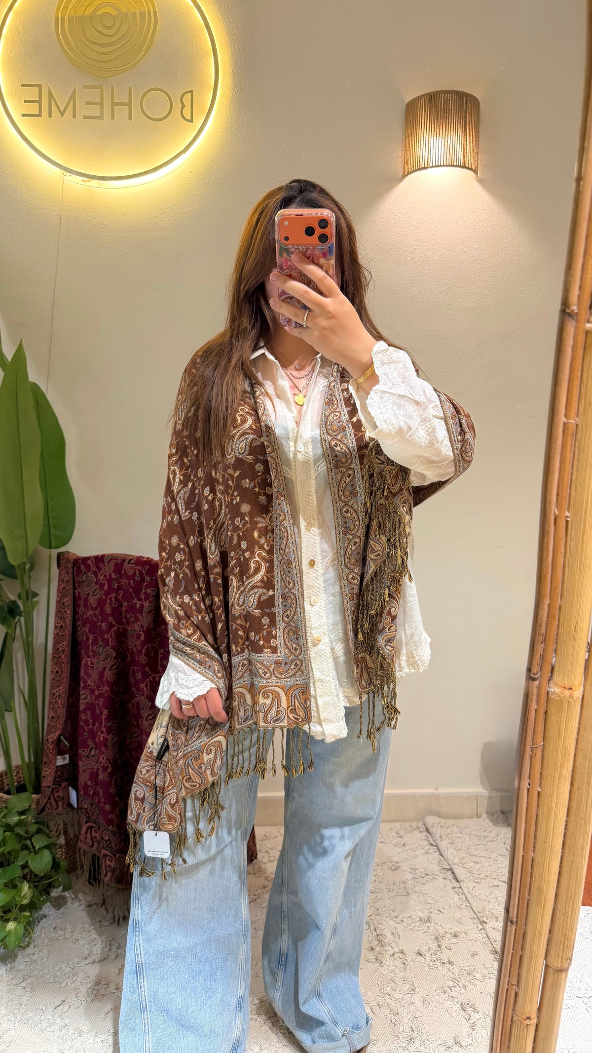 Brown Cotton Double-Face Pashmina