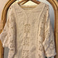 Beige Floral Crochet Long Blouse