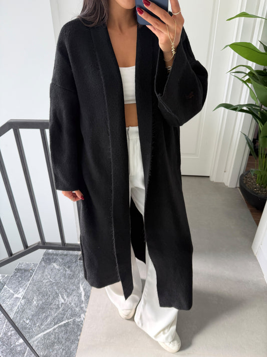 Black Heavy Longline Coat Cardigan