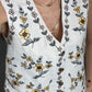 Linen Floral Yellow Embroidered Vest