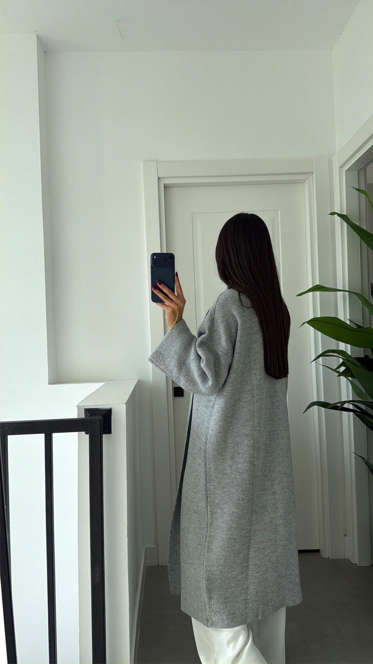 Light Grey Heavy Longline Coat Cardigan