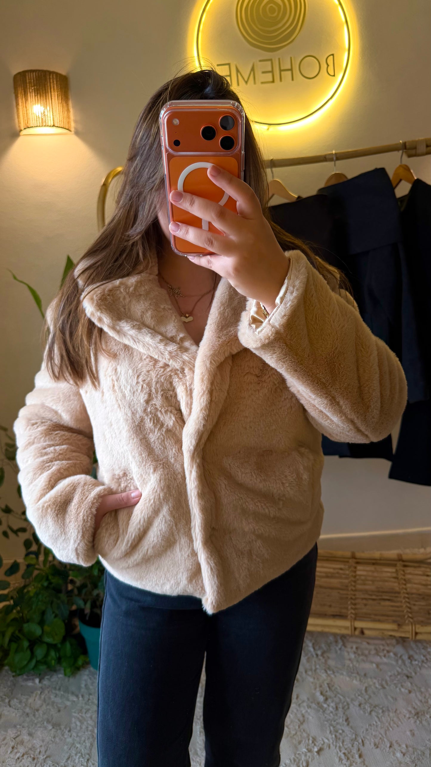 Beige Fury Jacket With Pockets