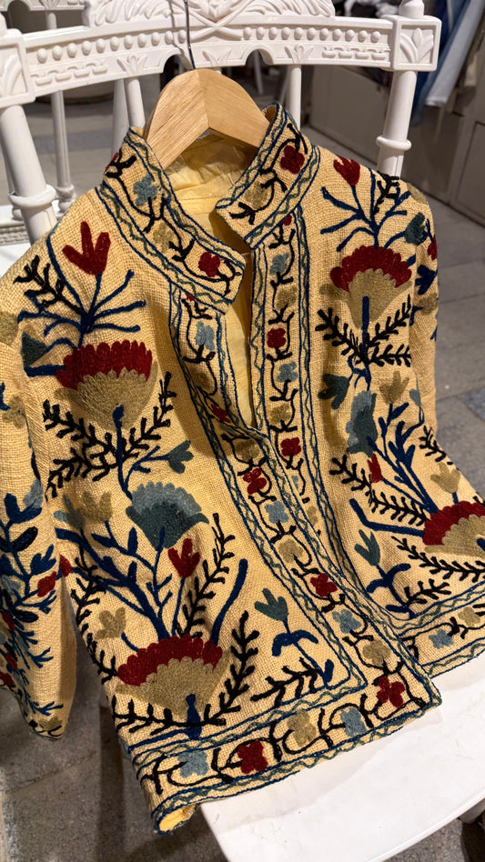 Yellow Suzani Embroidered Jacket