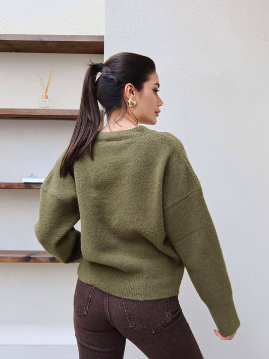 Olive V Neck Pullover