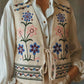 Beige Floral Embroidered Vest
