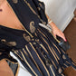 Black Cotton Paisley Dress With Golden Pearls & Threads