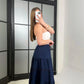 Navy Stripy Flowy Skirt