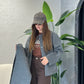 Grey Wool Jacket With Pockets & Detachable Scarf