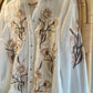 White X Embroidered Neutral Floral Linen Shirt