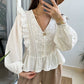 Dantel Detailed White Blouse