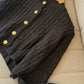 Choco Brown Braided Cardigan With Golden Buttons