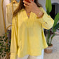 Yellow Premium Linen V Neck Shirt