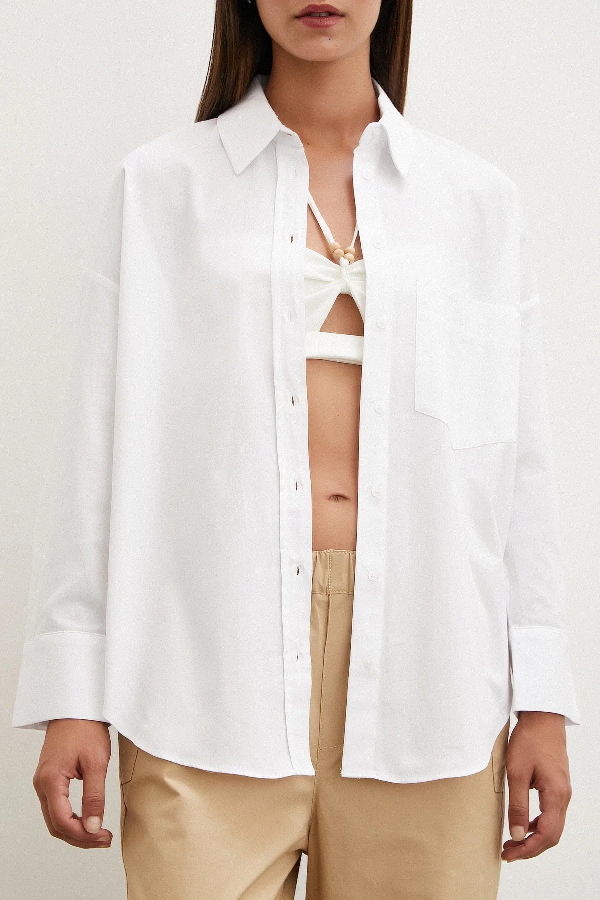 Premium Basic Oversized Cotton White Shirt