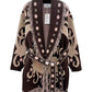 The French Brown Fringes Cardigan With Belt & Pockets
