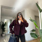 Burgundy Wool Belted Coat