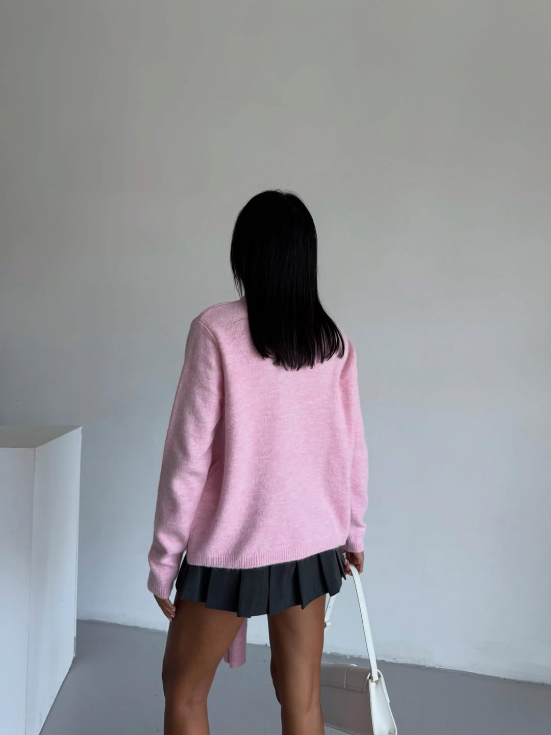 Baby Pink Triko Pullover With Scarf