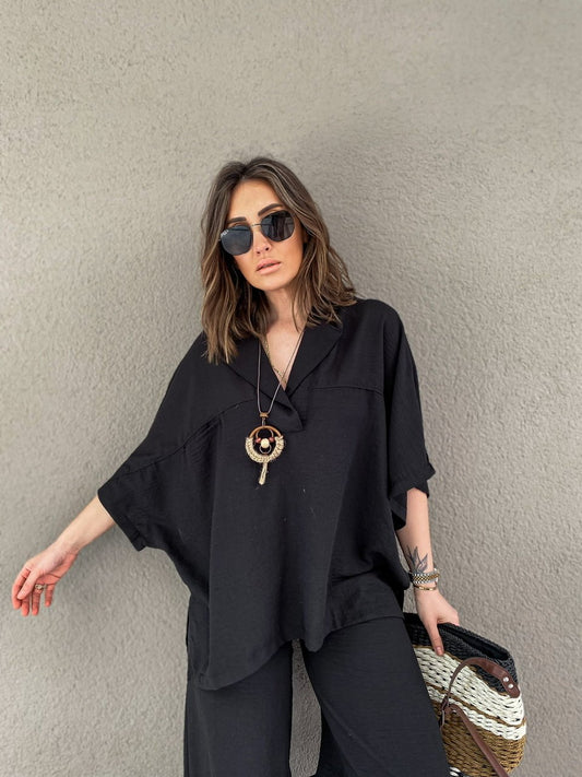 Linen Black Boho Set