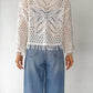 Off White Crochet Cardigan With Fringes