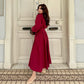 Burgundy Belted Shirt Dress (WITHOUT BELT)