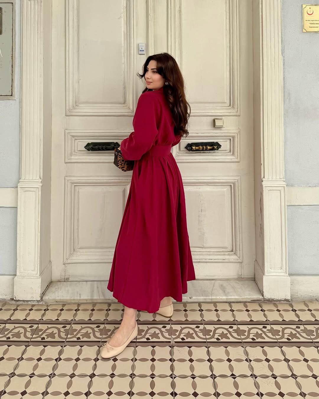 Burgundy Belted Shirt Dress (WITHOUT BELT)