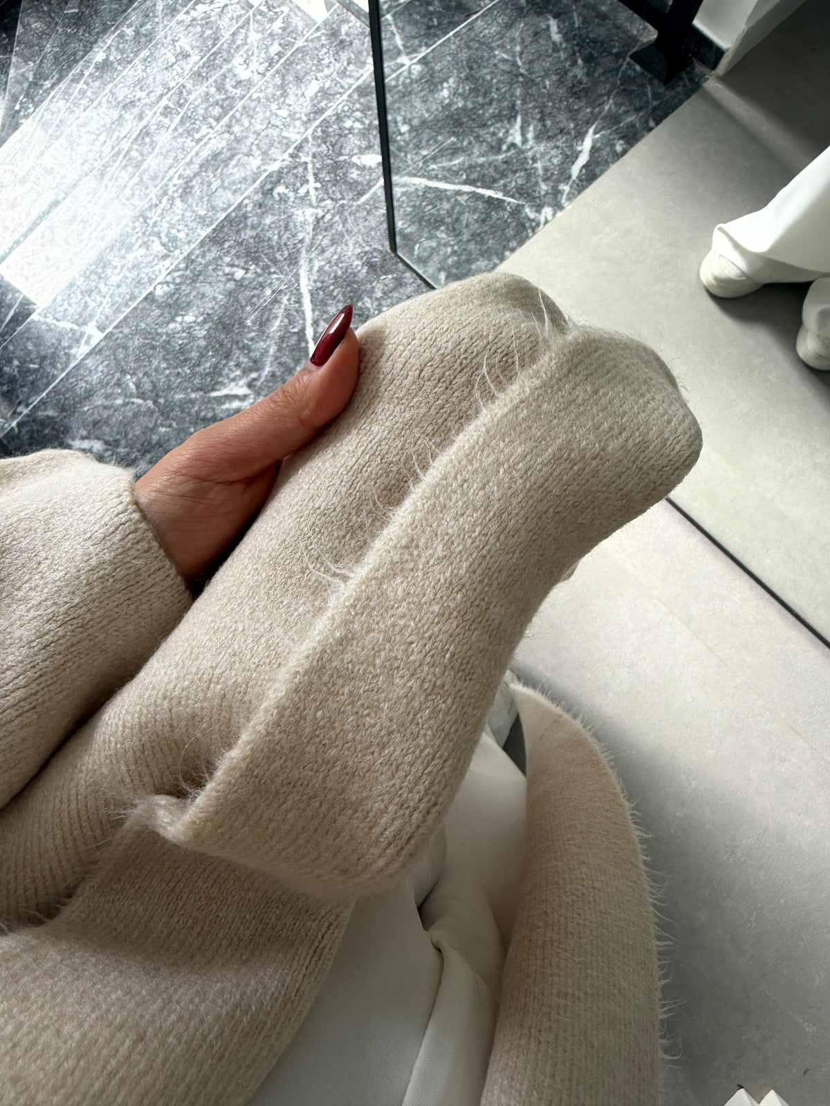 Beige Heavy Longline Coat Cardigan