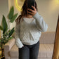 Grey Embroidered V Neck Pullover
