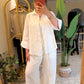 White Floral Embroidered Cotton Shirt