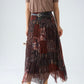 Boho Patchwork Asymmetrical Chiffon Skirt With Leather Belt