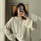 Off White Round Neck Stitch Pullover