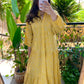 Yellow Gold Embroidered Cotton Wide Dress