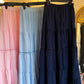 Baby Blue Stripy Flowy Skirt