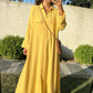 Yellow Linen Shirt Dress With Pockets