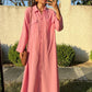 Pink Linen Shirt Dress With Pockets