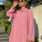 Pink Linen Shirt Dress With Pockets