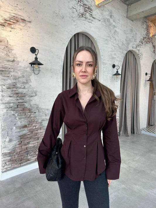 Burgundy Corset Shirt (Petite Size)
