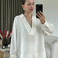 Off White Premium Linen V Neck Shirt