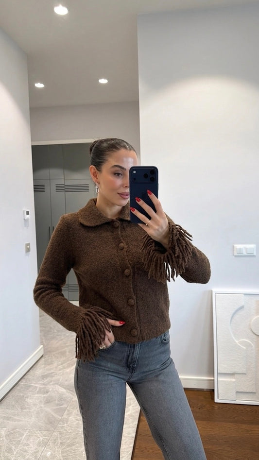 Brown Cardigan With Fringes