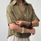 Olive Linen Half Sleeves Shirt