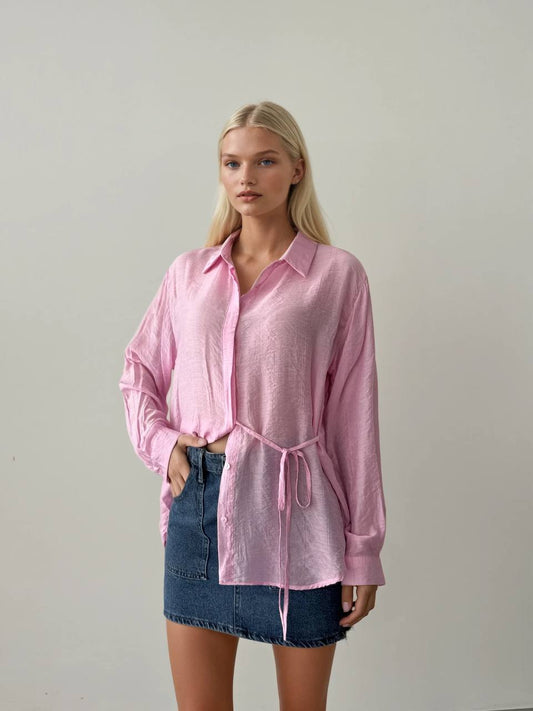The Wraped Pink Shirt With Side Ties