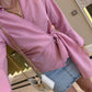Pink Tie Shirt With Side Belt (Petite Size)