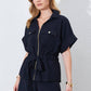 Black zipped Belted Top