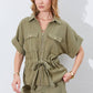 Olive zipped Belted Top