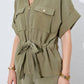 Olive zipped Belted Top