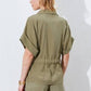 Olive zipped Belted Top